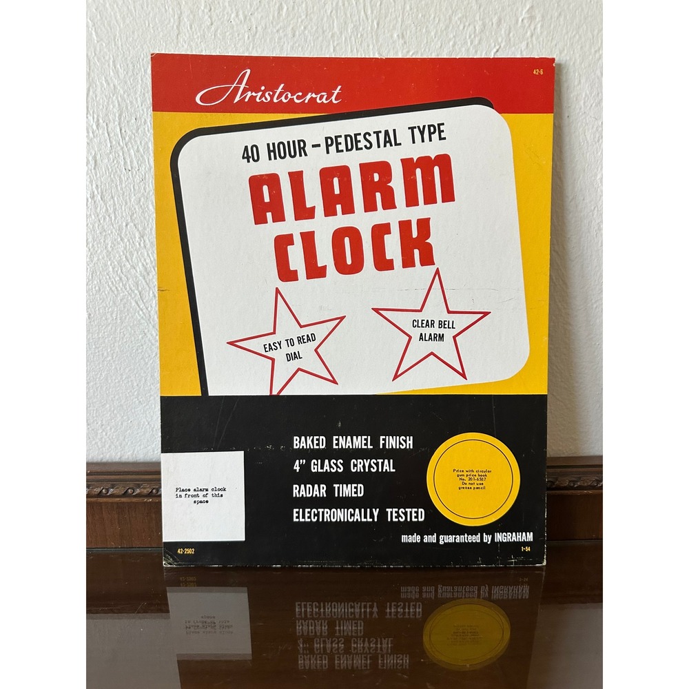 Vintage 1954 Aristocrat Alarm Clock Ingraham Advertising‎ Display Card 14x11